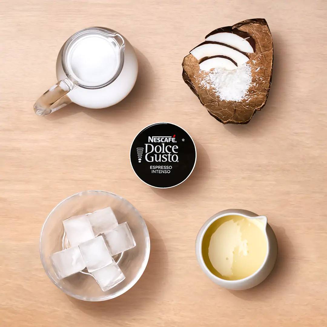 ingredients needed for making iced coconut espresso